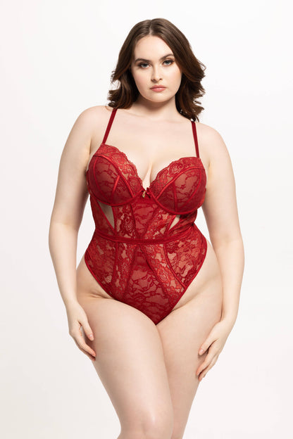 SAVANNAH LACE PUSH UP PLUNGE TEDDY
