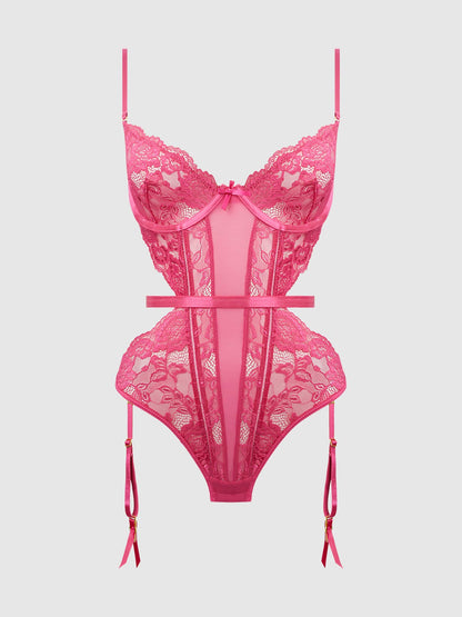 HARLOW LACE & MESH UNDERWIRE TEDDY