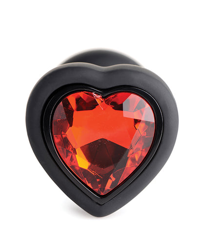 Silicone Vibrating Red Heart Plug w/Remote - Small